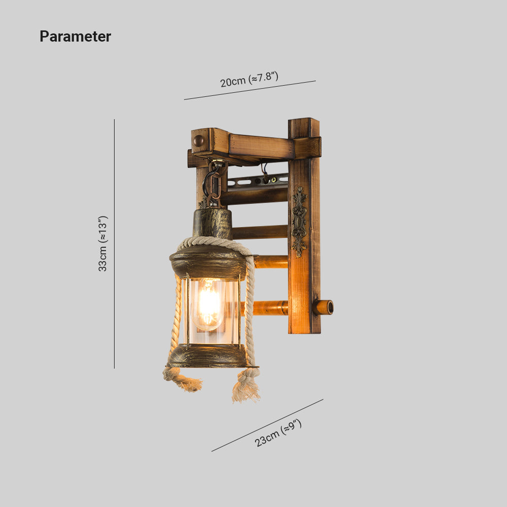 Brio Marcello Elio Orsini Alonza Carina Renzo Brio Vintage Lantaarnvorm Houten Metalen Wandlamp, Woonkamer