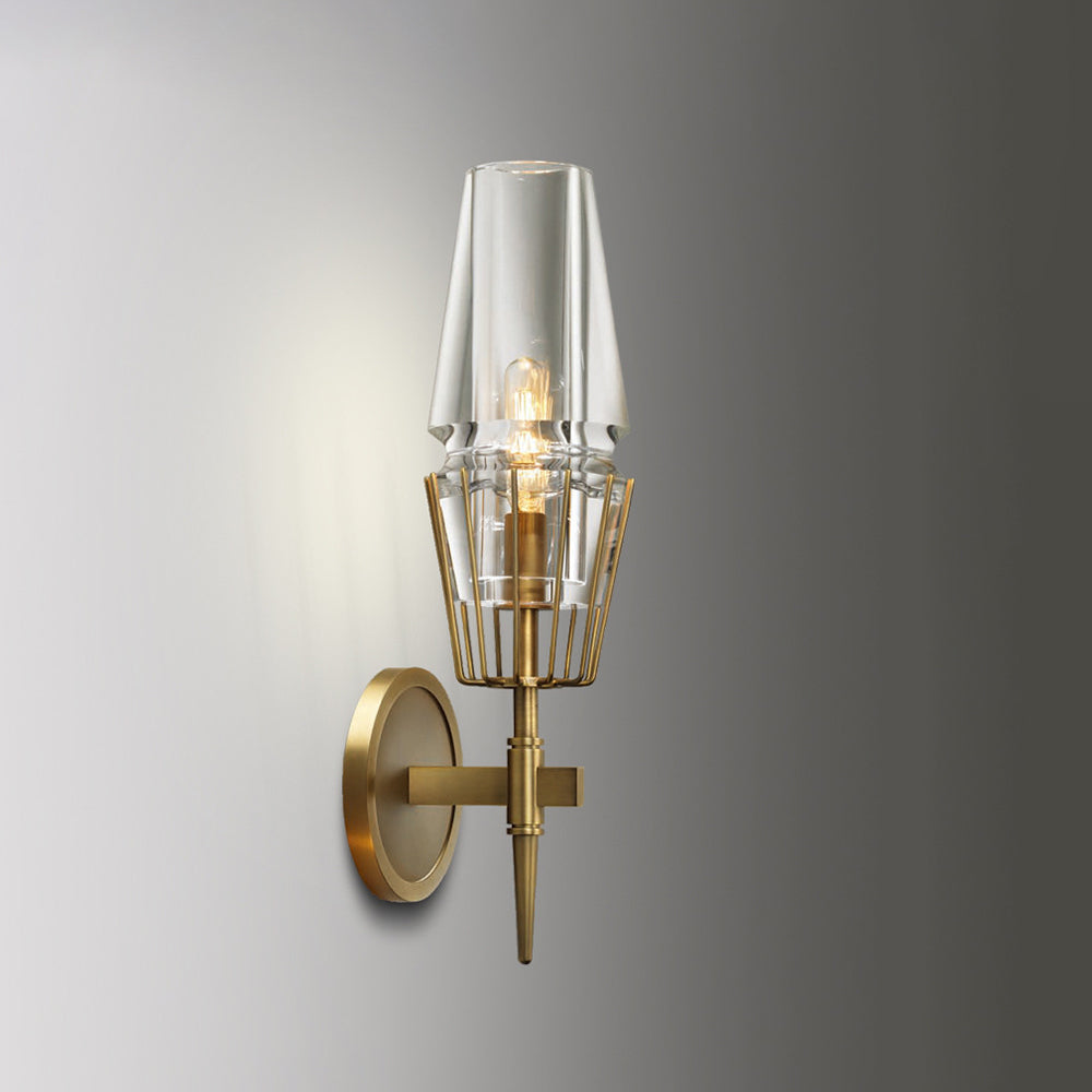 Orsini Vintage Lantaarn Metaal/Glazen Wandlamp Goud Slaapkamer/Woonkamer/Eetkamer