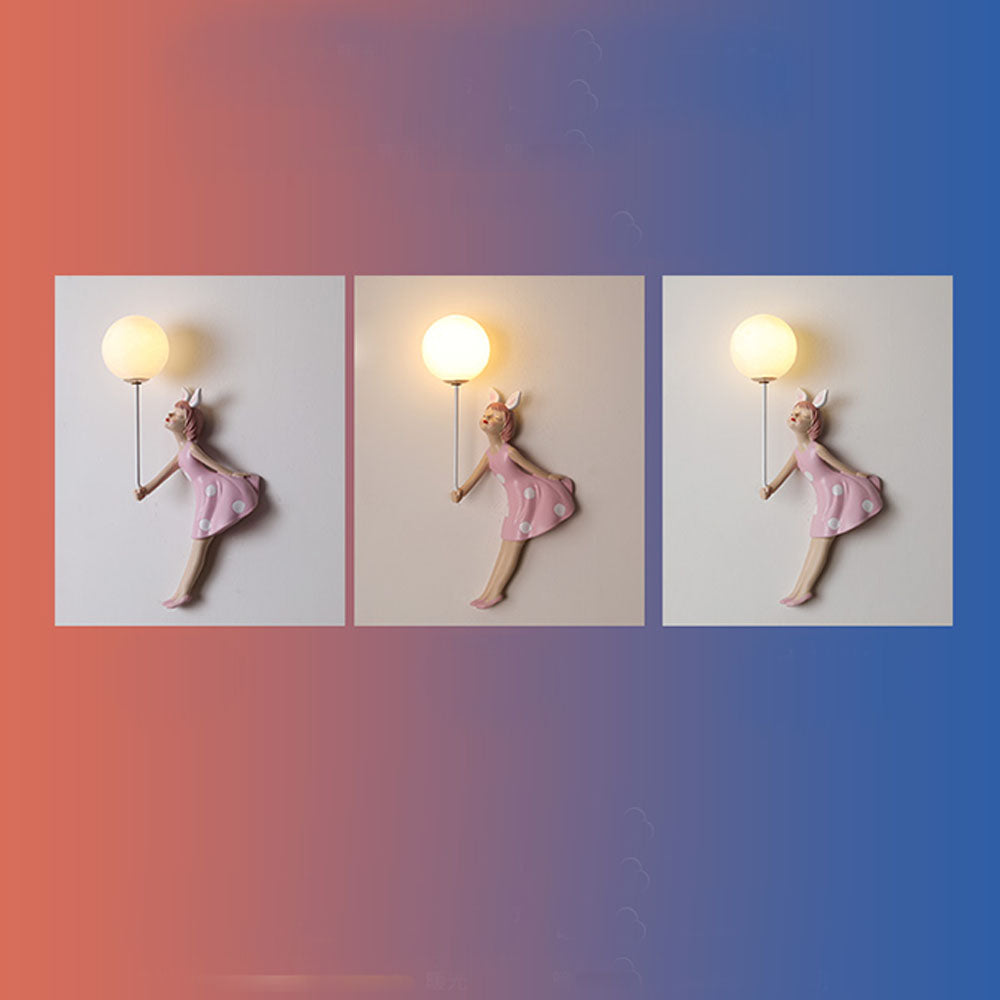 Minori Design Meisje LED Wandlamp Hars Roze Slaap/Kinder/Woon/Eetkamer