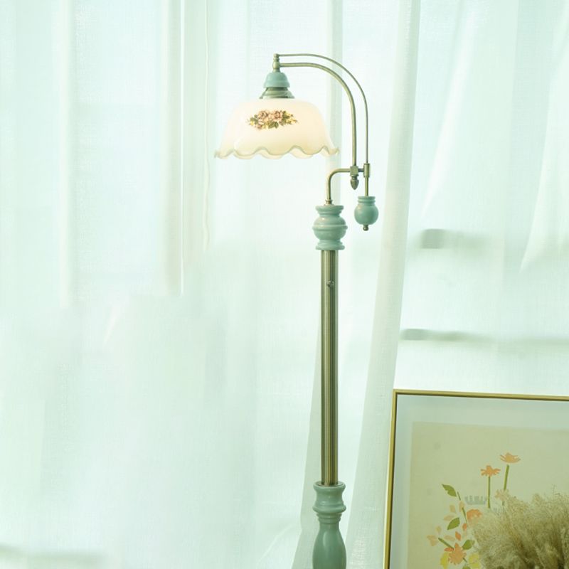 Morandi Retro Design LED Vloerlamp Lotus Bloem Vormige  Metaal/Glas Eetkamer/Woonkamer