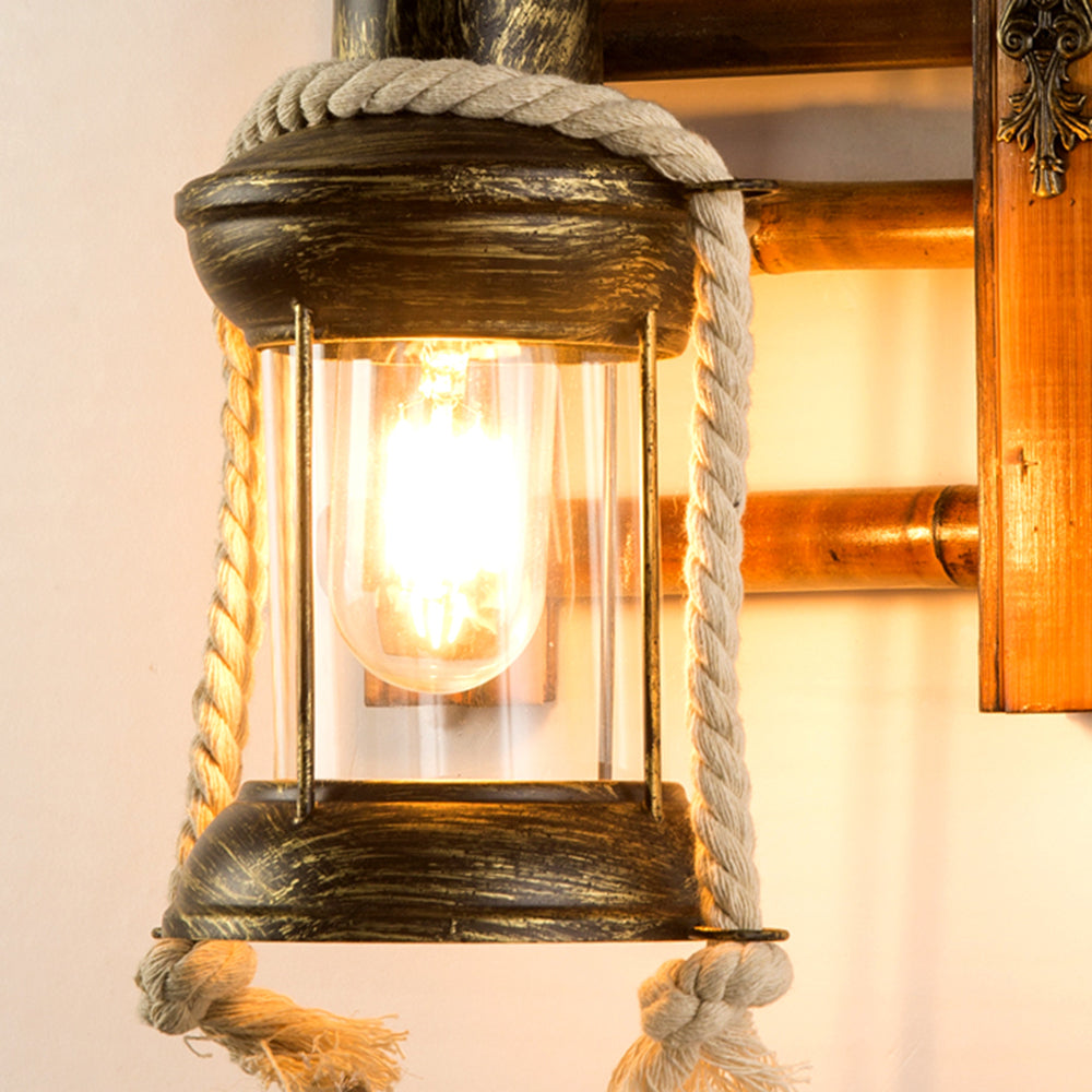 Brio Marcello Elio Orsini Alonza Carina Renzo Brio Vintage Lantaarnvorm Houten Metalen Wandlamp, Woonkamer