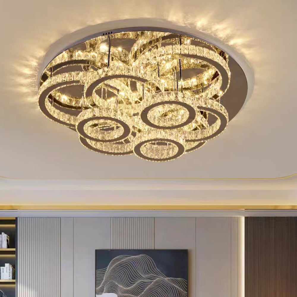 Kristy Ronde Grote LED Plafondlamp Metaal Crystal Eetkamer Woonkamer