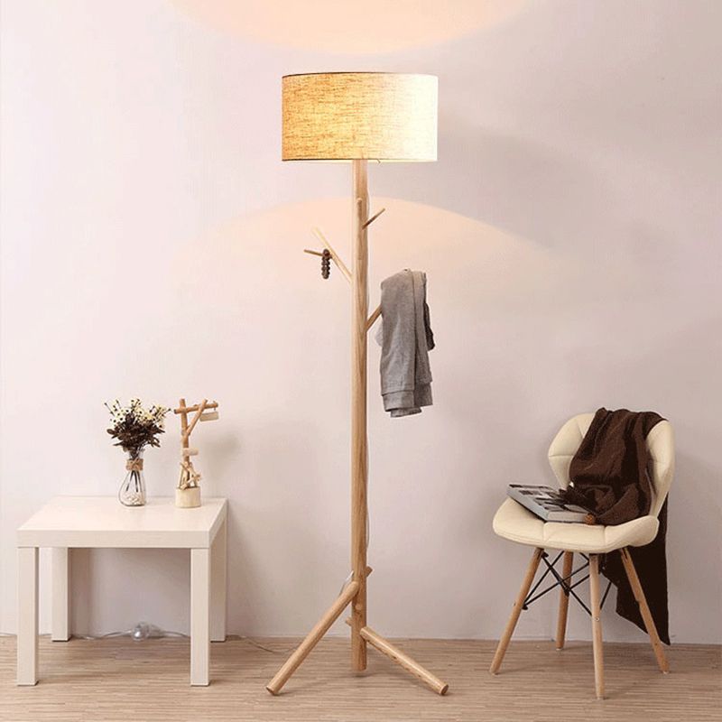 Muto Modern Design Vloerlamp Japanse Boom Beige Stof/Hout Woonkamer