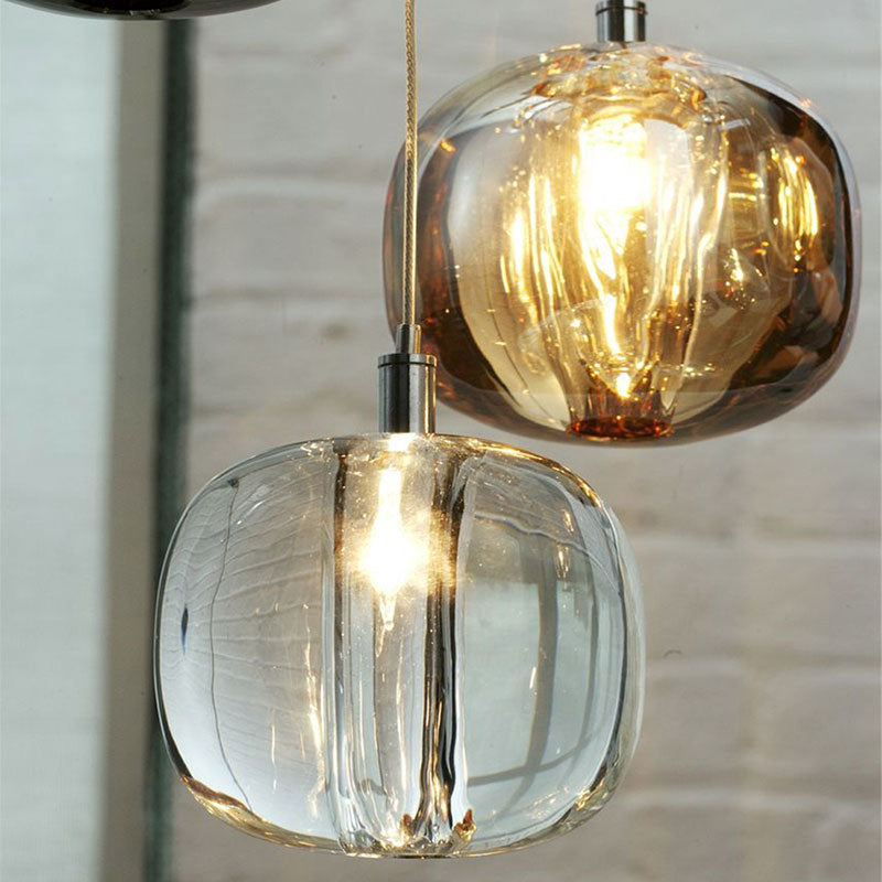 Hailie Moderne Bubbel Hanglampen Amber Helder Rookgrijs Glas Woonkamer