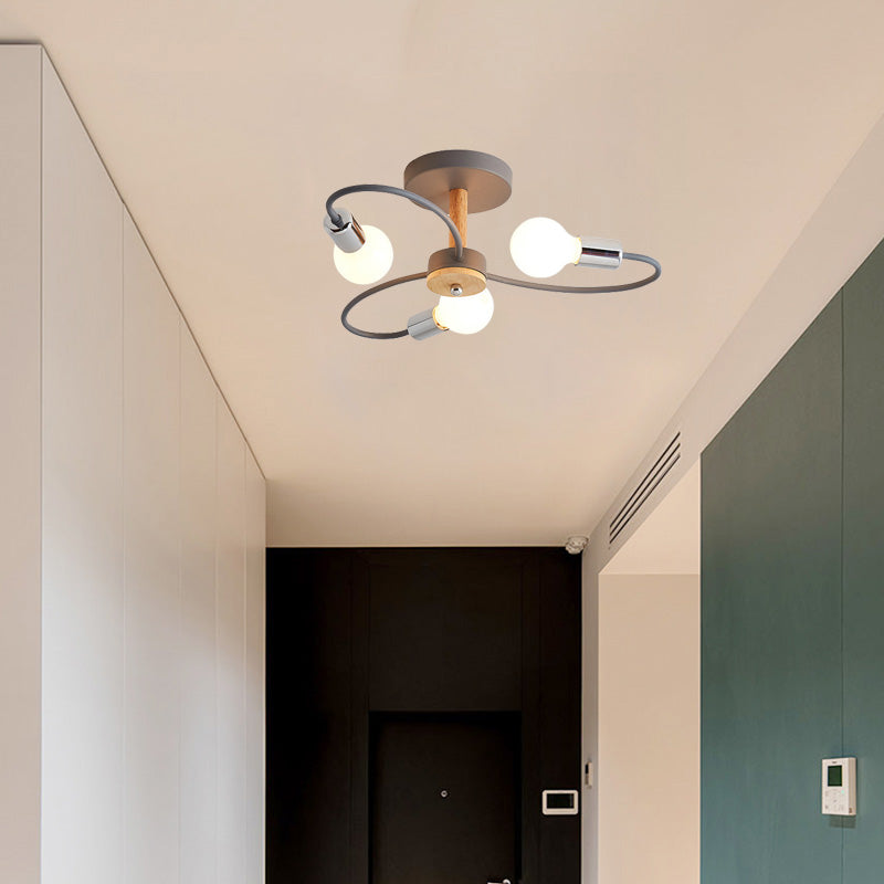 Lacey Nordic Plafondlampen Glas Grijs Wit Metaal Slaapkamer Woonkamer