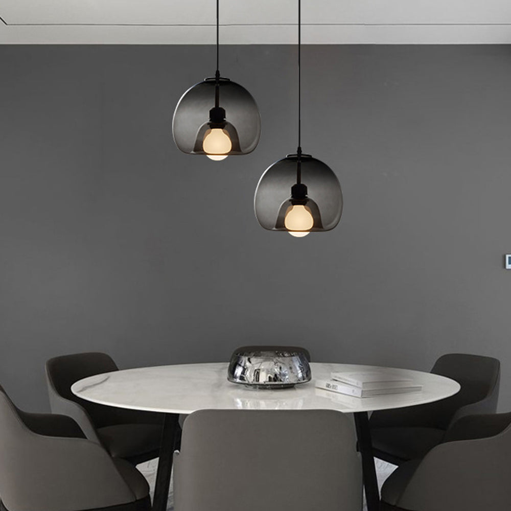 Hailie Moderne LED Hanglampen Rookgrijs Metaal Glas Eetkamer