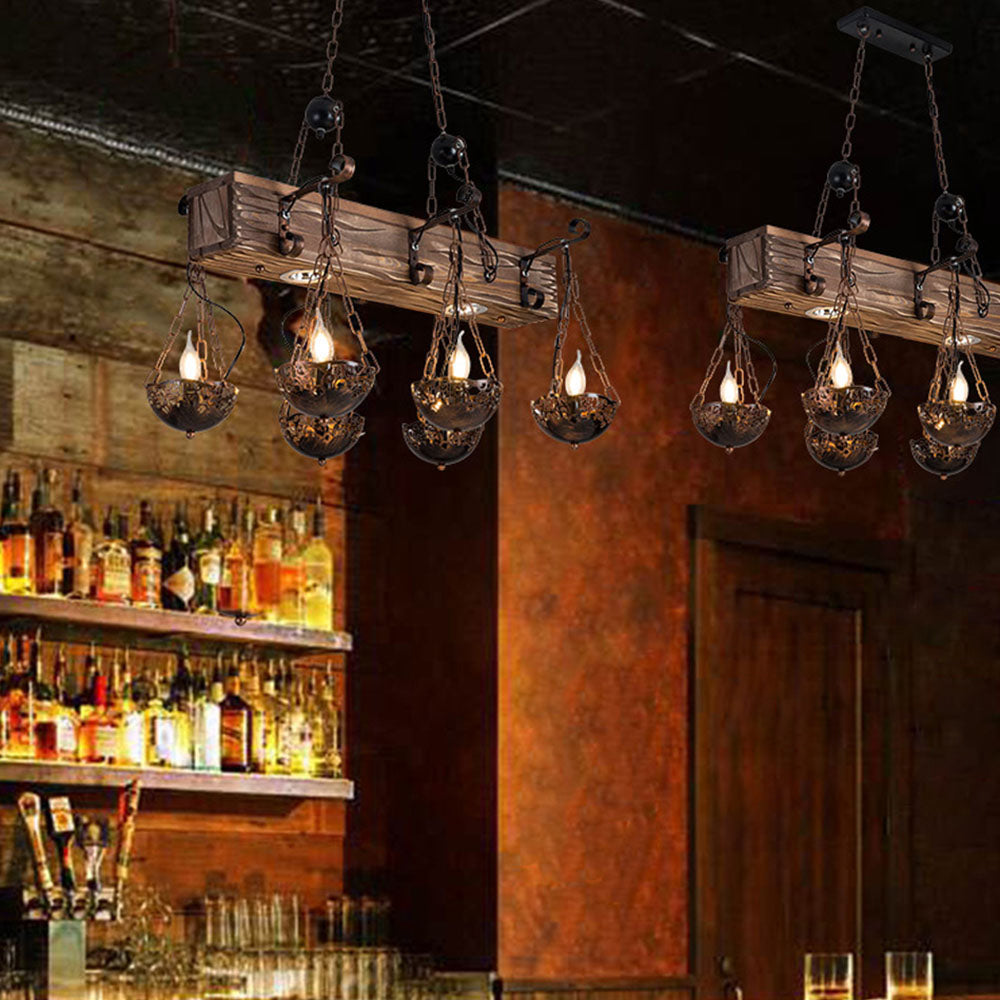Brio Industrial Metal/Wood Pendant Light, Bronze