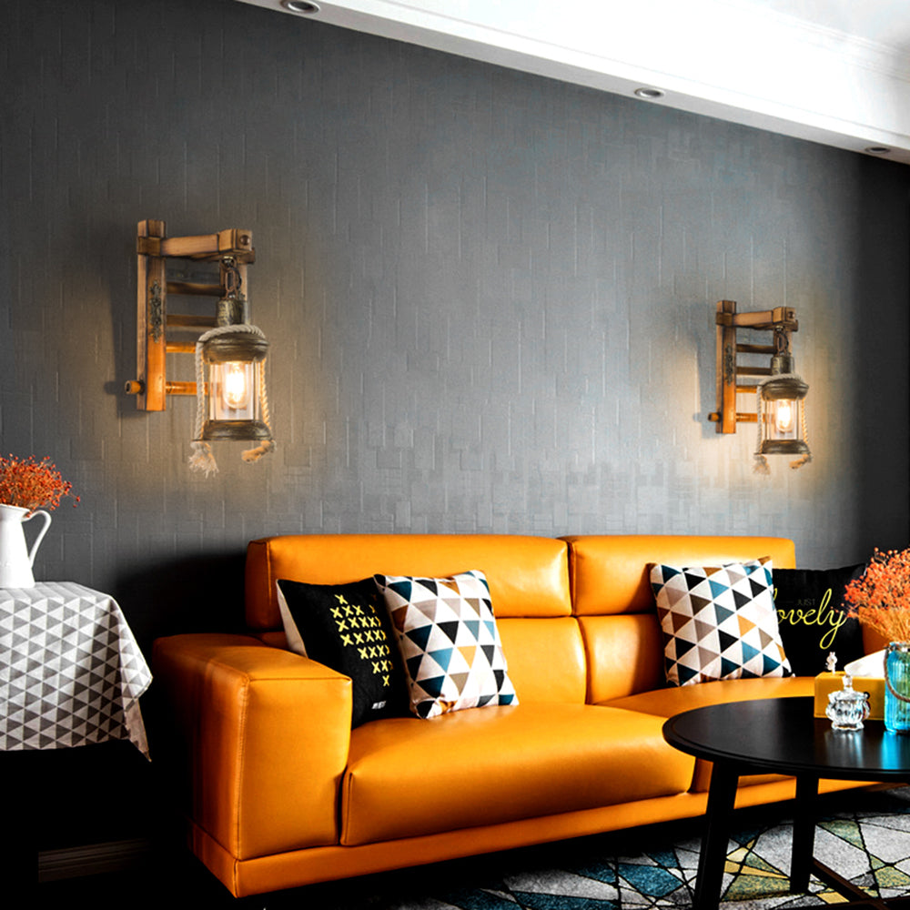 Brio Marcello Elio Orsini Alonza Carina Renzo Brio Vintage Lantaarnvorm Houten Metalen Wandlamp, Woonkamer