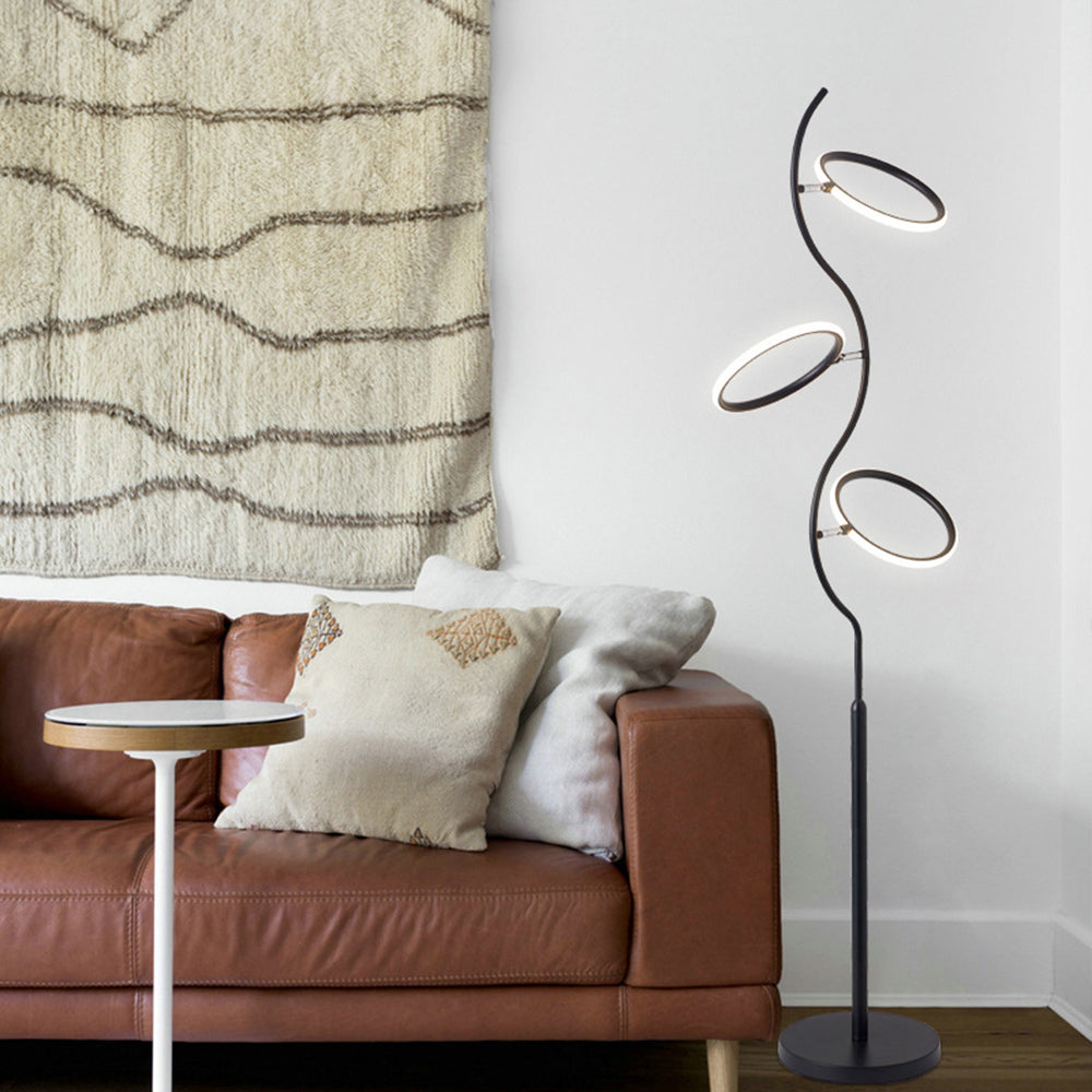 Louise Ronde LED Vloerlamp Zwart Wit Metaal Acryl Eetkamer Woonkamer