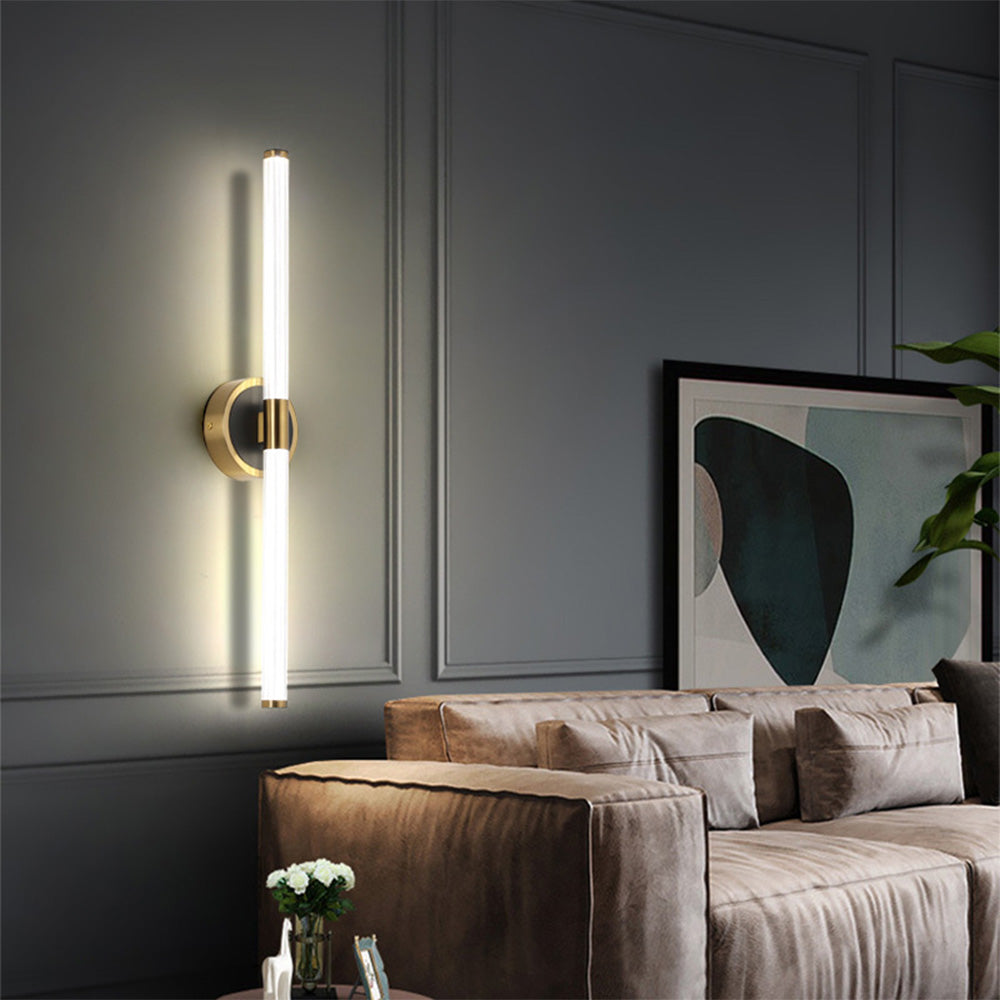 Leigh Vintage Rechthoek LED Wandlamp Zwart/Goud Metaal/Acryl Slaapkamer