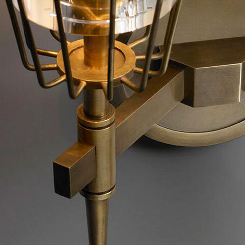 Orsini Vintage Lantaarn Metaal/Glazen Wandlamp Goud Slaapkamer/Woonkamer/Eetkamer