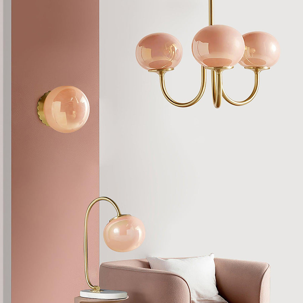 Hailie Retro Design Art Deco Globe Kroonluchter Wit/Roze/Beige Slaapkamer/Studeerkamer