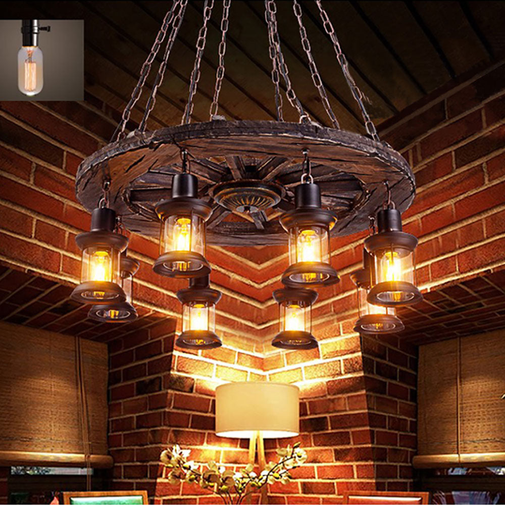 Brio Vintage Walnoot Hanglamp, Metalen/Houten Woonk/Eetk/ Slaapkamer
