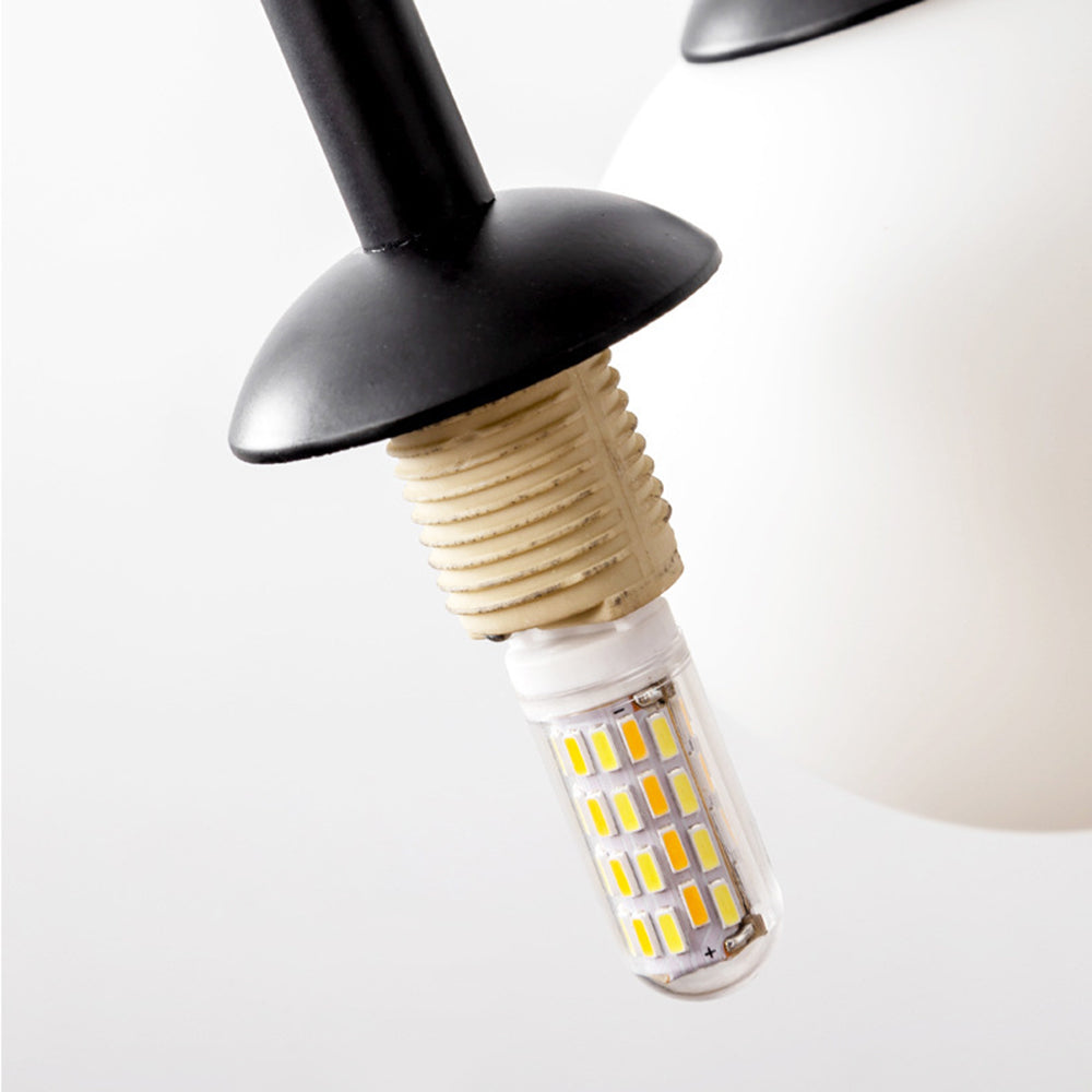 Elio Moderne Met Dubbele Laag Glas Wit/Zwarte Hanglamp, Woonk/Eetk/ Slaapkamer