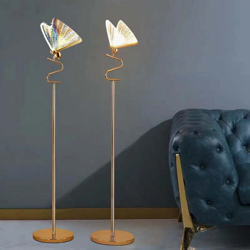 Kady Design Vlinder LED Vloerlamp/Tafellamp Metaal/Acryl Goud/Transparant Woonkamer/Slaapkamer