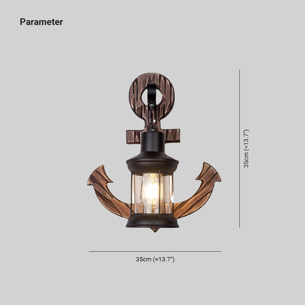 Valerio Wall Lamp Vintage Anchor Black Wooden, Living Room