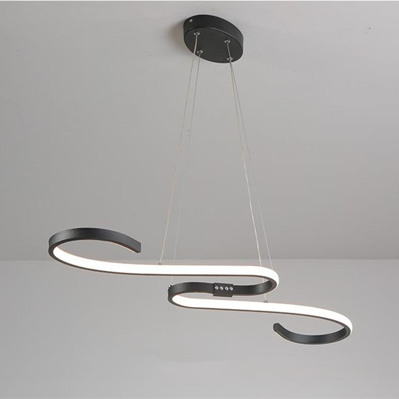 Louise Gebogen LED Hanglampen Wit Zwart Metaal Silicagel Eetkamer