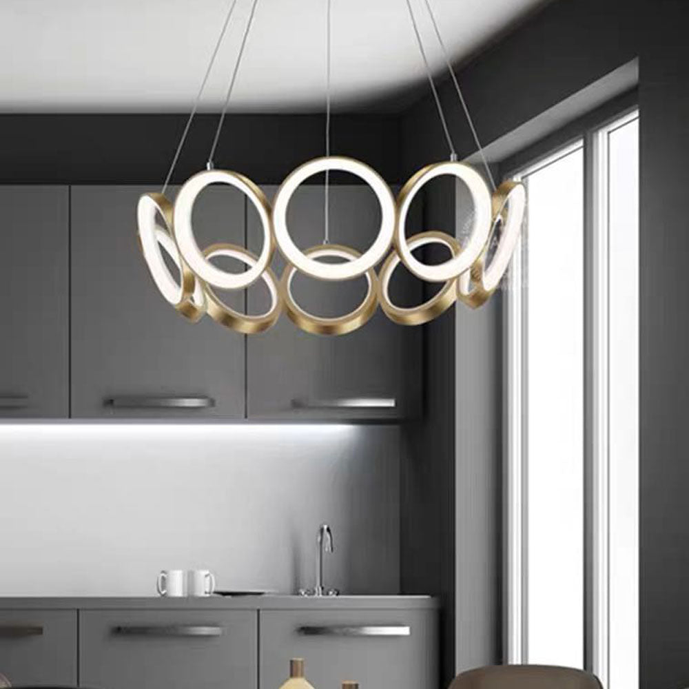 Alonza Luxury Ring Metal Pendant Light, Gold