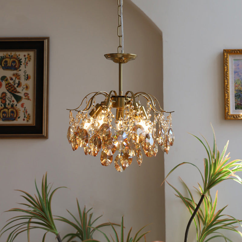 Marilyn Retro Kristal Kroonluchters Amber Glas Metaal Woonkamer