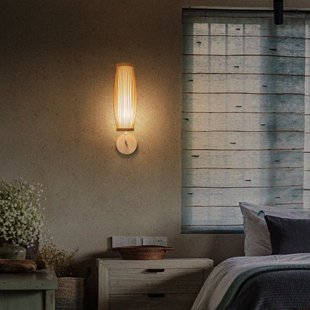 Muto Modern Design LED Wandlamp Bruin  Bamboe Metaal Slaapkamer