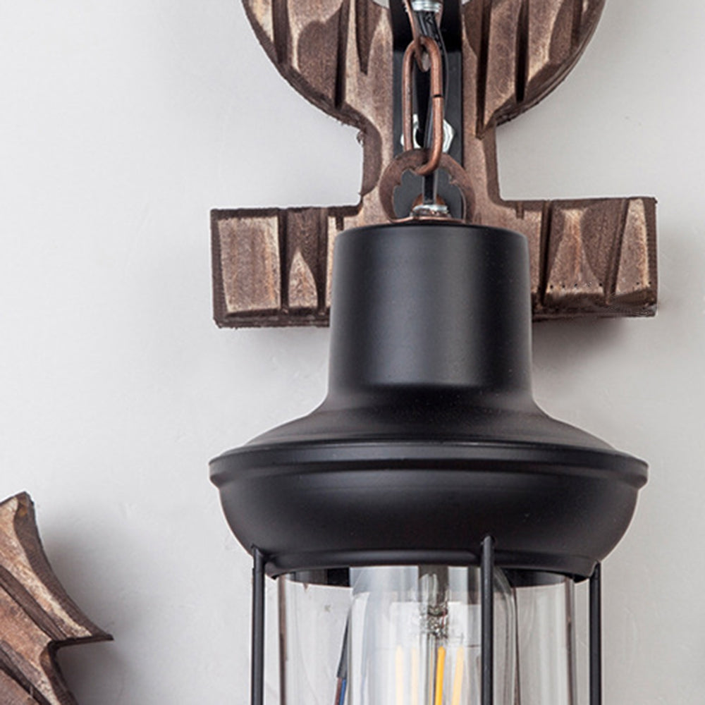 Carina Anchor Lantern Wall Lamp, Vintage/Antique, Wood, Bedroom