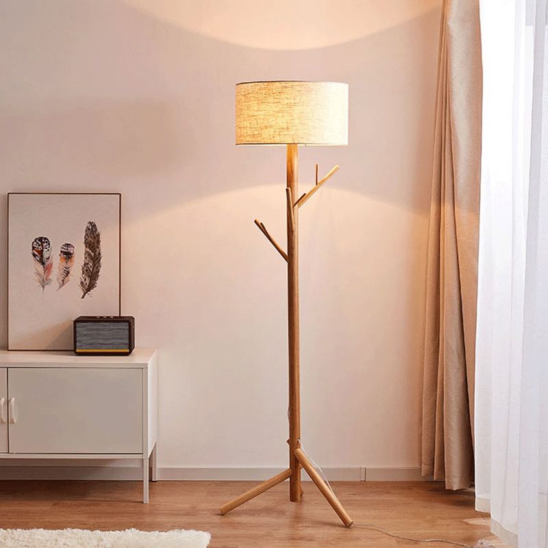 Muto Modern Design Vloerlamp Japanse Boom Beige Stof/Hout Woonkamer