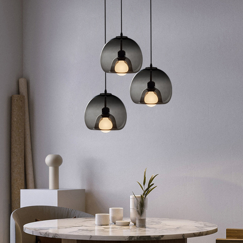 Hailie Moderne LED Hanglampen Rookgrijs Metaal Glas Eetkamer