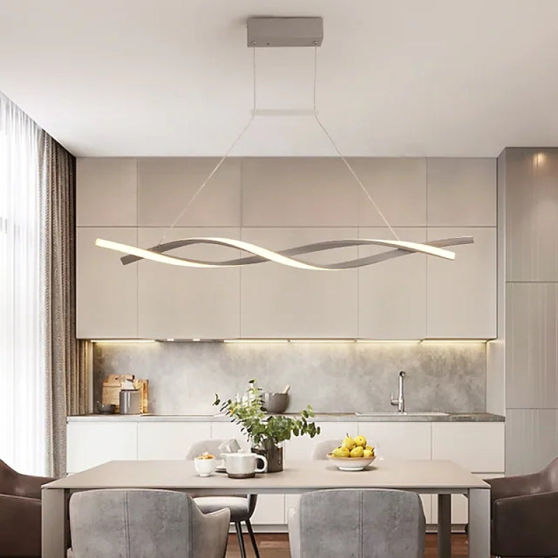Louise Moderne  LED Hanglampen Zwart Grijs  Metaal Silica Gel Eetkamer