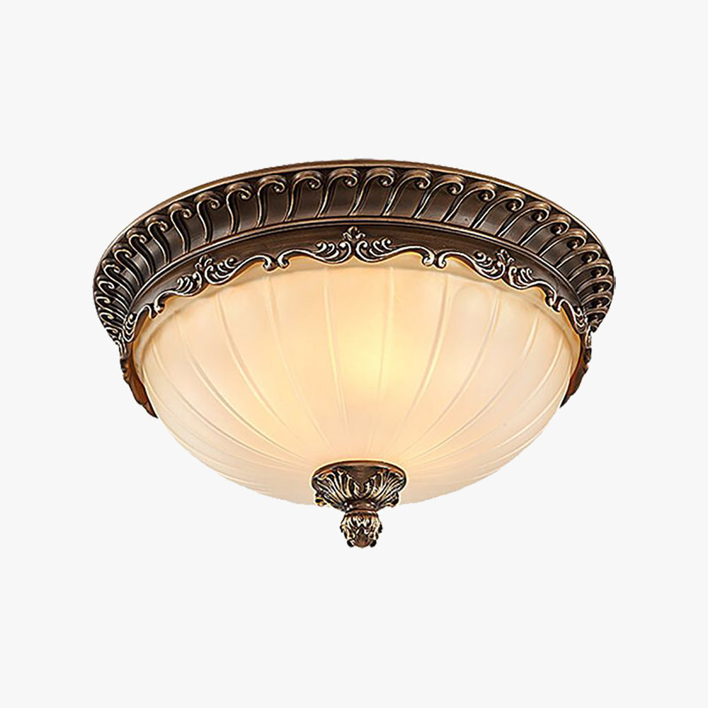 Alonza Vintage Halfronde Glazen Inbouw Plafondlamp, Brons, Metaal/Glas, Woonk/Eetk/Slaapkamer