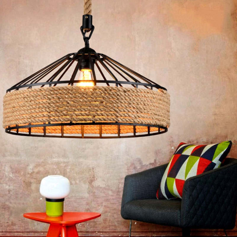 Valerio Retro LED Hanglampen Bruin Metaal Touw Eetkamer Slaapkamer