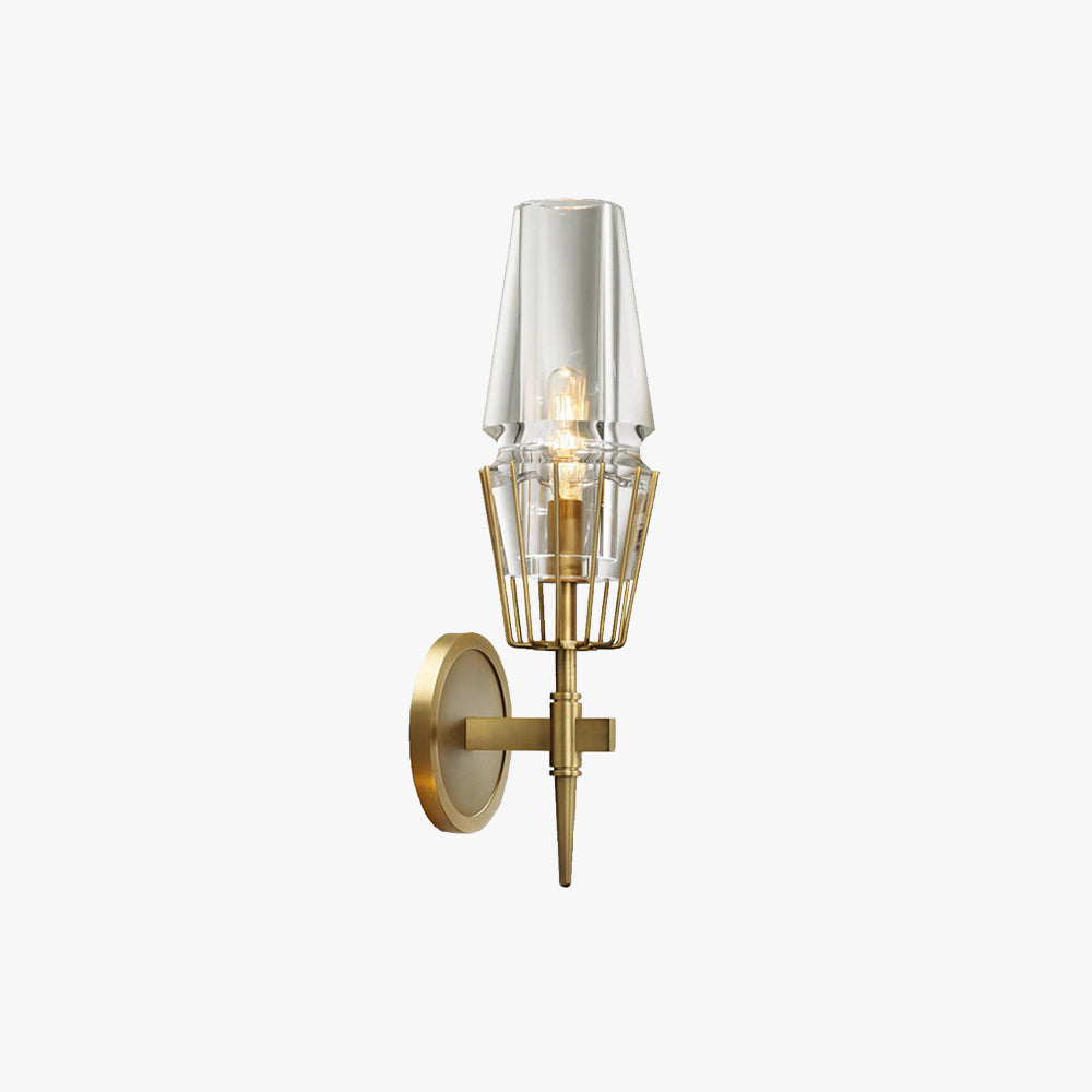Orsini Vintage Lantaarn Metaal/Glazen Wandlamp Goud Slaapkamer/Woonkamer/Eetkamer
