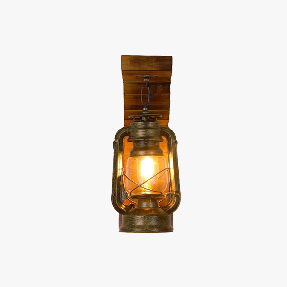 Brio Lantern Bedroom Wall Lamp, Metal/Wood, Restaurant
