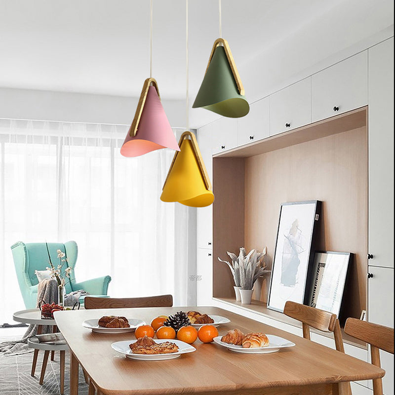 Morandi Moderne LED Hanglampen Roze/Groen/Geel Metaal/Hout Eetkamer