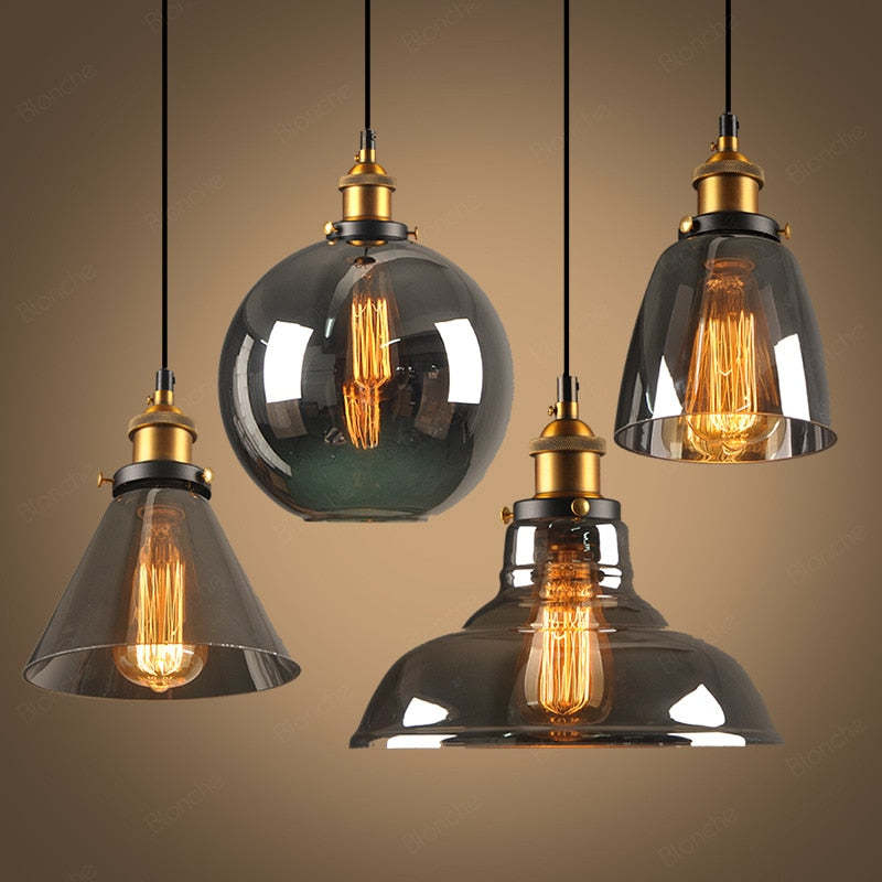 Levy Industriële Glazen Hanglamp Helder/Amber/Rookgrijs Woonkamer/Slaapkamer