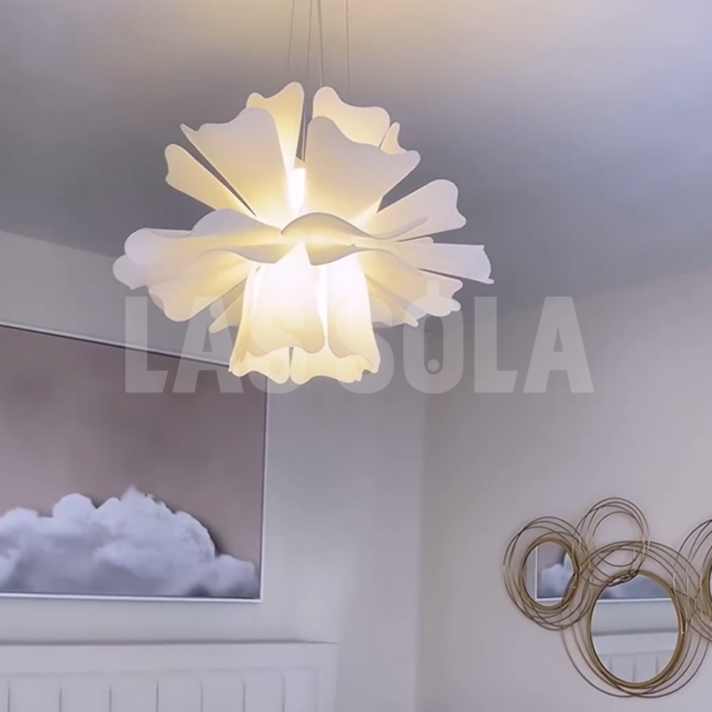 Carina Moderne Design Hanglamp Bloem Wit Metaal Woonkamer Slaapkamer
