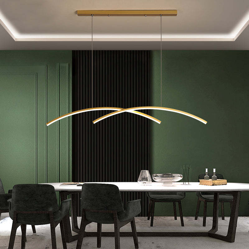 Louise Moderne Dubbel Curve Hanglampen Zwart Goud Metaal Eetkamer