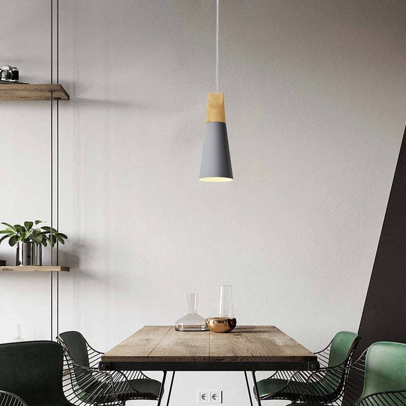 Morandi Moderne LED Hanglampen Geel Grijs Groen Metaal Hout Woonkamer