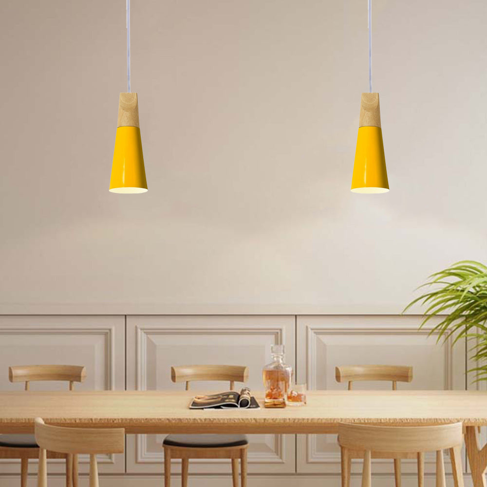 Morandi Moderne LED Hanglampen Geel Grijs Groen Metaal Hout Woonkamer