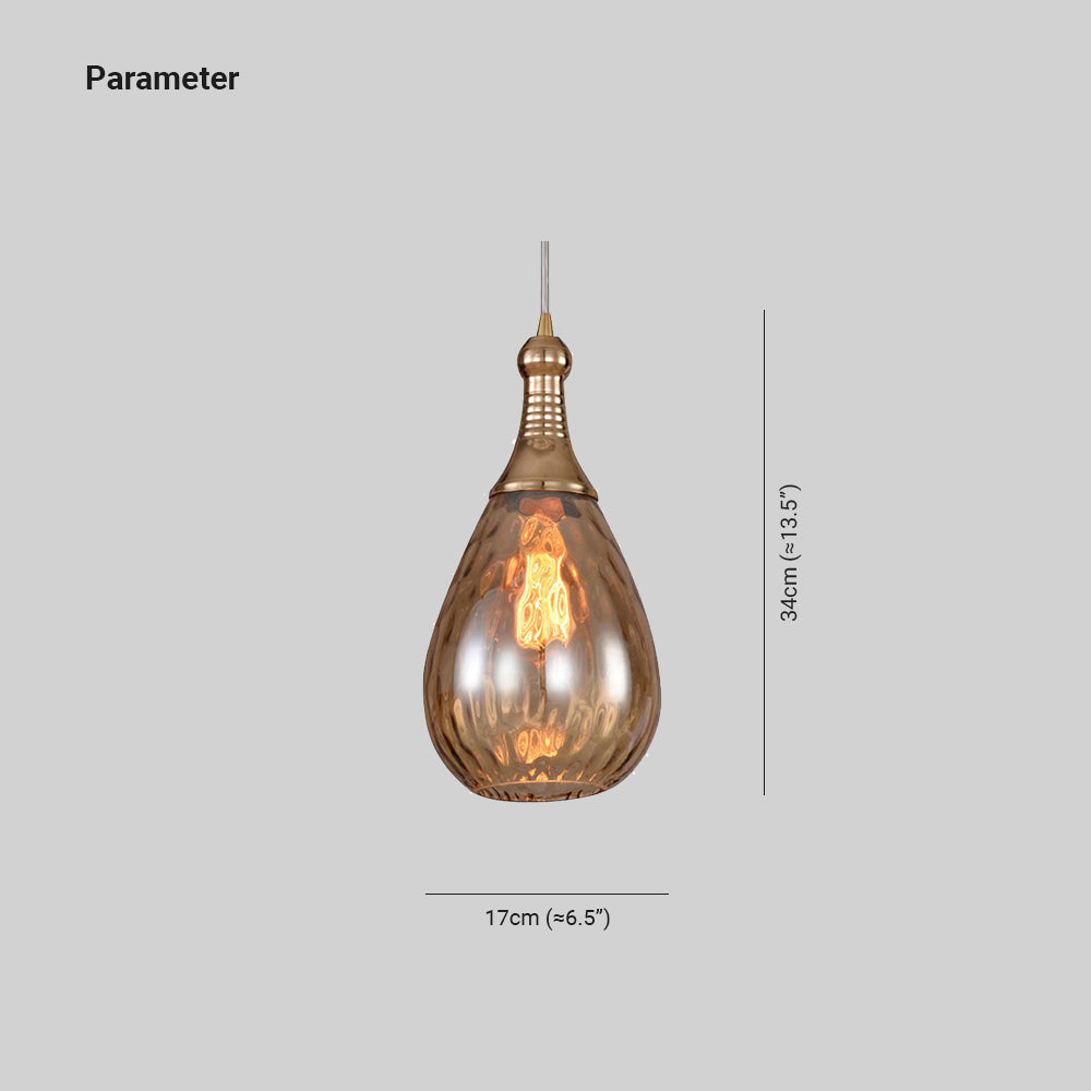 Elio Industriële Teardrop Hanglamp, Glas/Metaal, Zwart/Brass