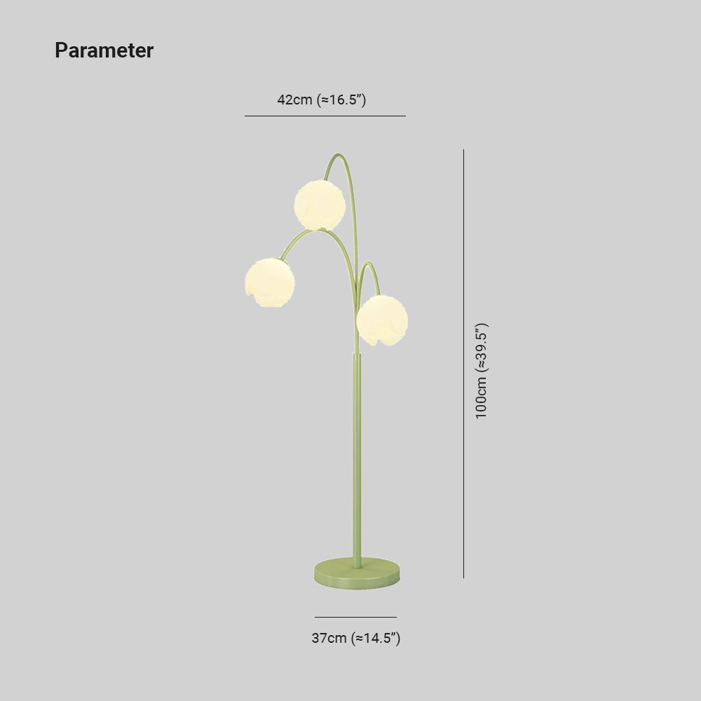 Lily Scandinavische 3 Lichten Bloem Vloerlamp Metalen Glazen Groen Roze Slaapkamer/Woonkamer