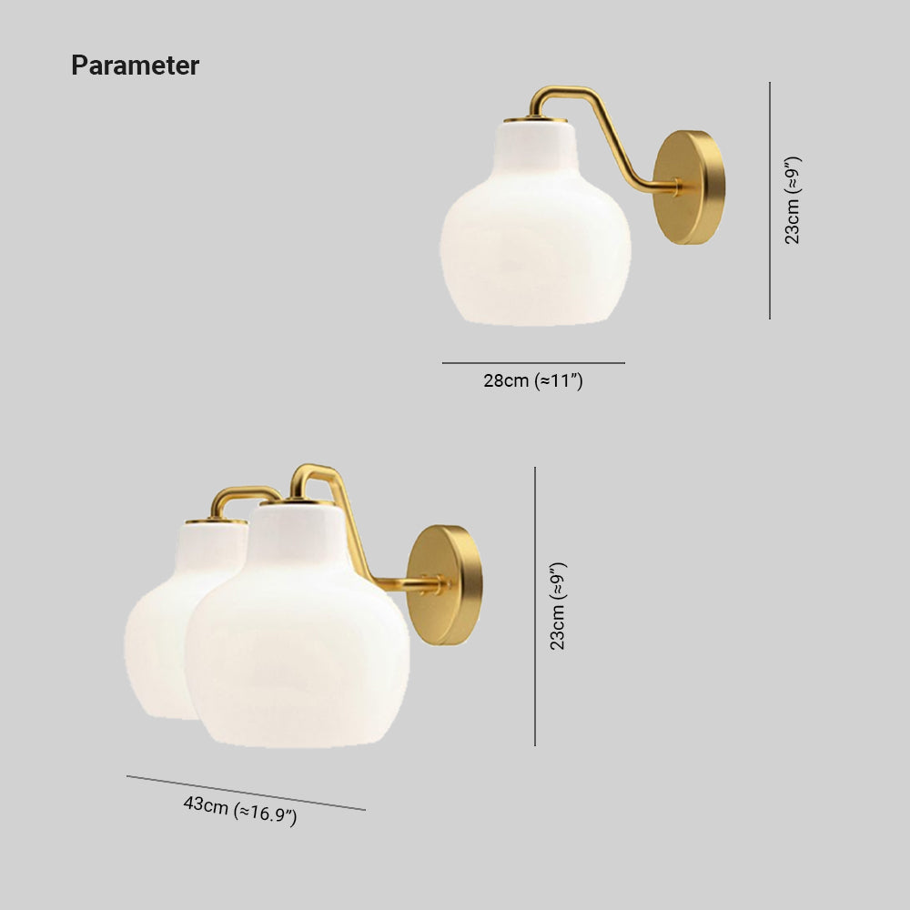Hailie Vintage LED Wandlamp Wit/Goud Metaal/Glas Slaap/Woon/Eetkamer