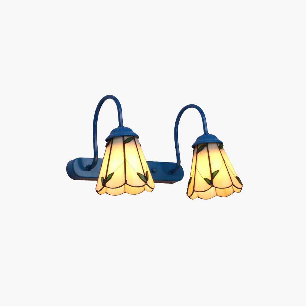 Sirena Bloemvormige Metalen Wandlampen, Zwart/Wit/Blauw