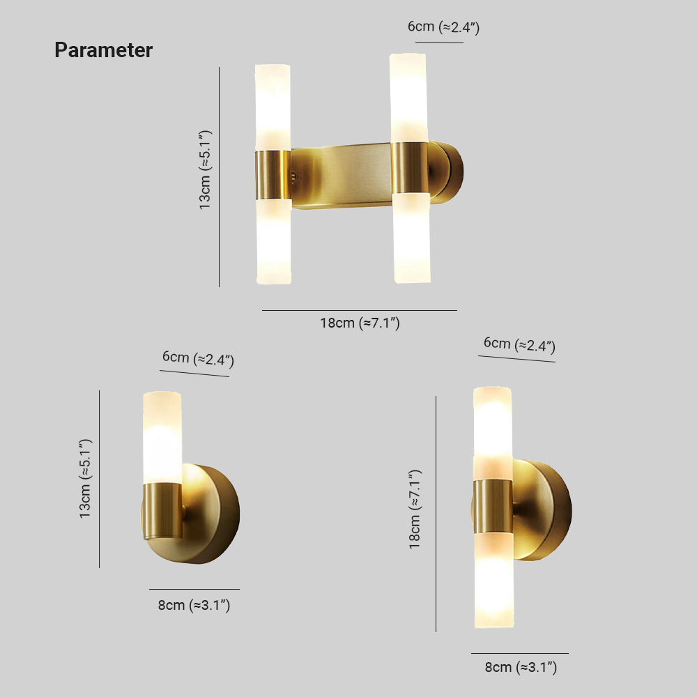 Leigh Moderne Cilinder LED Wandlamp Metaal/Acryl Goud Slaap/Woon/Badkamer