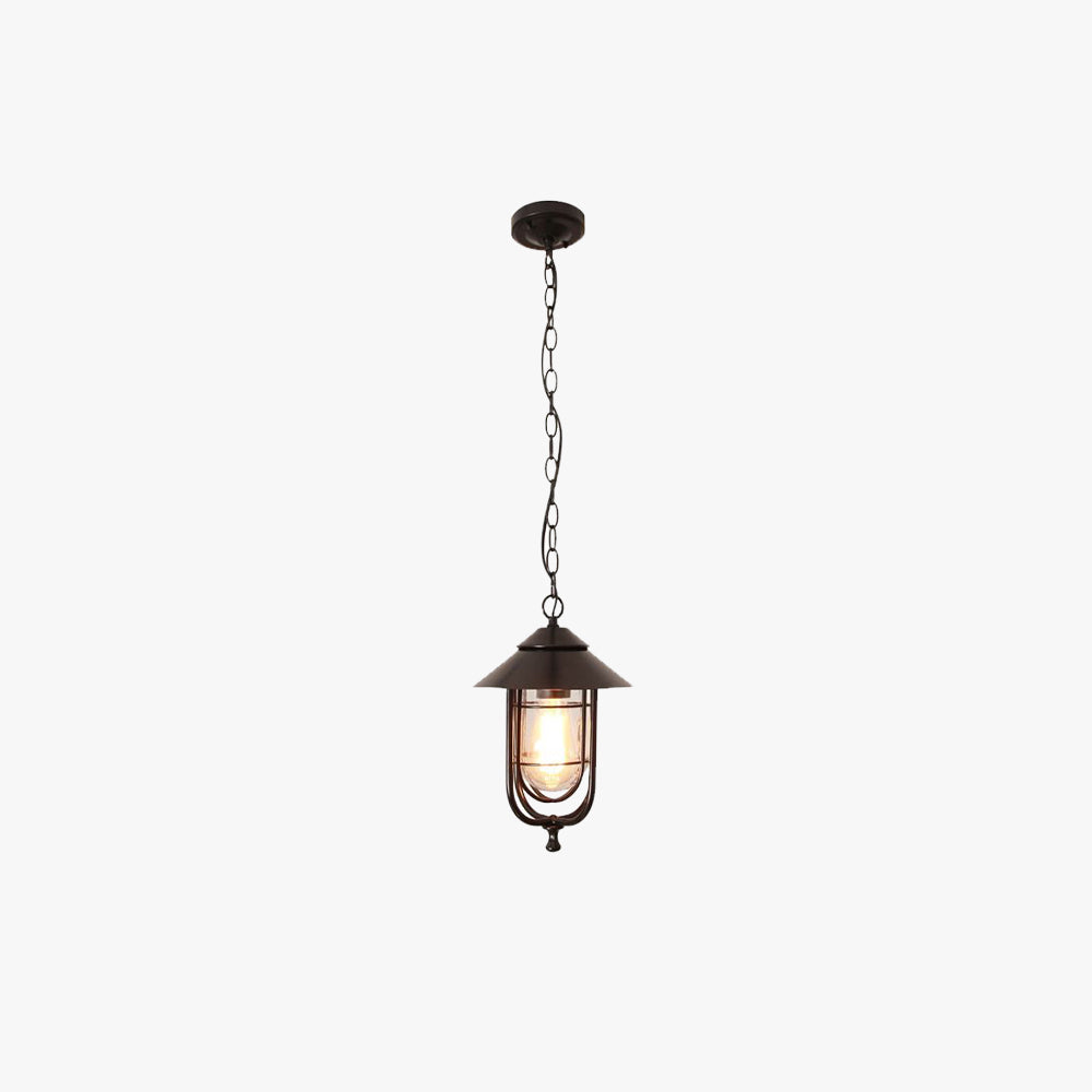 Valerio Retro Lantern Metal Pendant Light, Black/Bronze