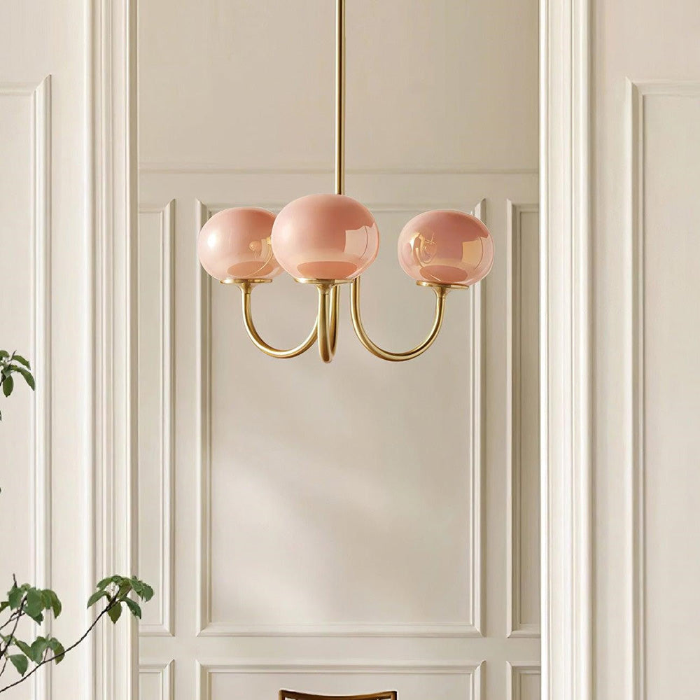 Hailie Retro Design Art Deco Globe Kroonluchter Wit/Roze/Beige Slaapkamer/Studeerkamer