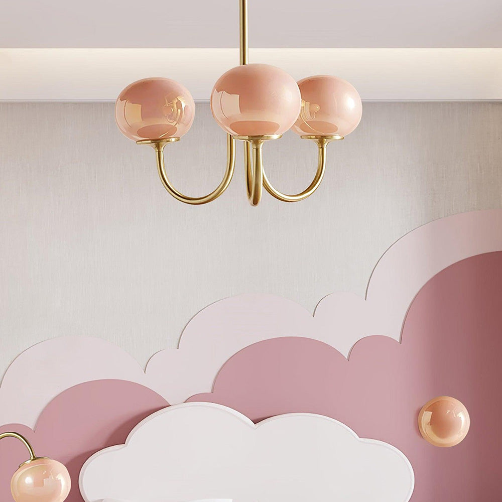 Hailie Retro Design Art Deco Globe Kroonluchter Wit/Roze/Beige Slaapkamer/Studeerkamer