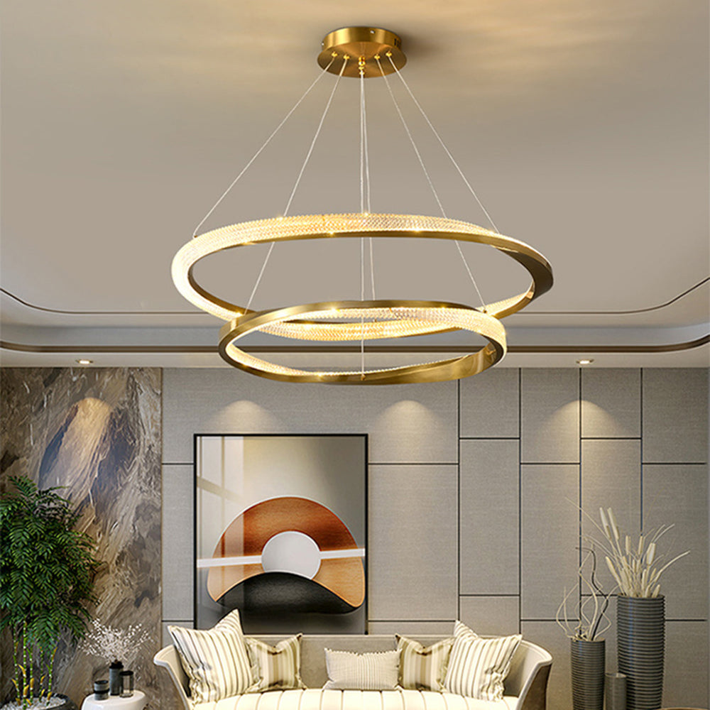 Alonza Minimalist  Ring Spiral Shape Metal Pendant Light,Gold