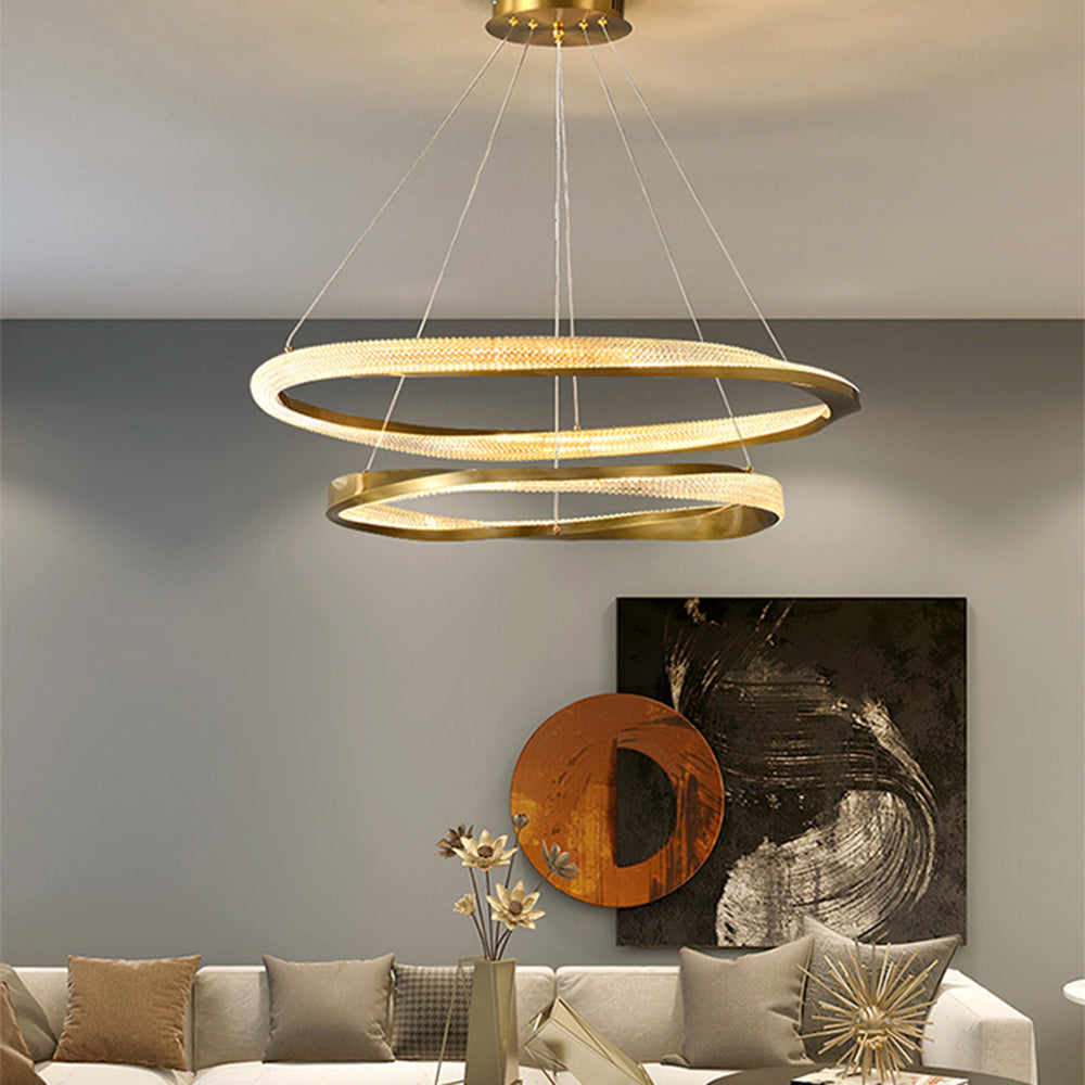 Alonza Minimalist  Ring Spiral Shape Metal Pendant Light,Gold