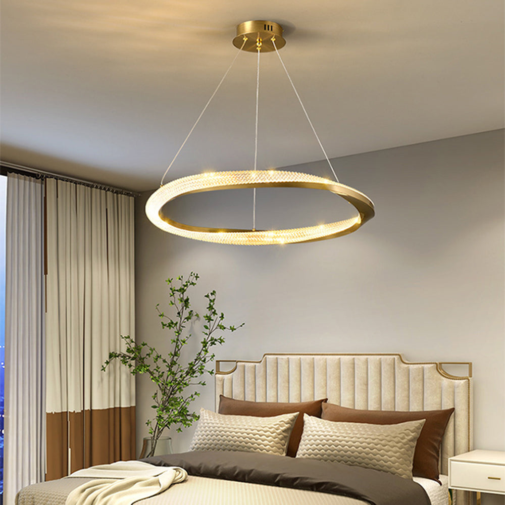 Alonza Minimalist  Ring Spiral Shape Metal Pendant Light,Gold