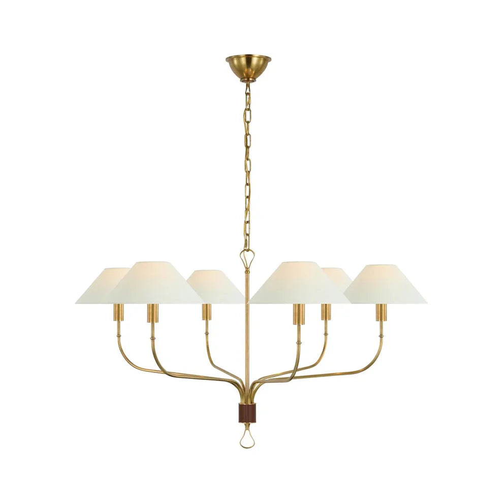Valerio Vintage Luxe Messing Stof Kroonluchter Lampenkap Woonkamer Eetkamer